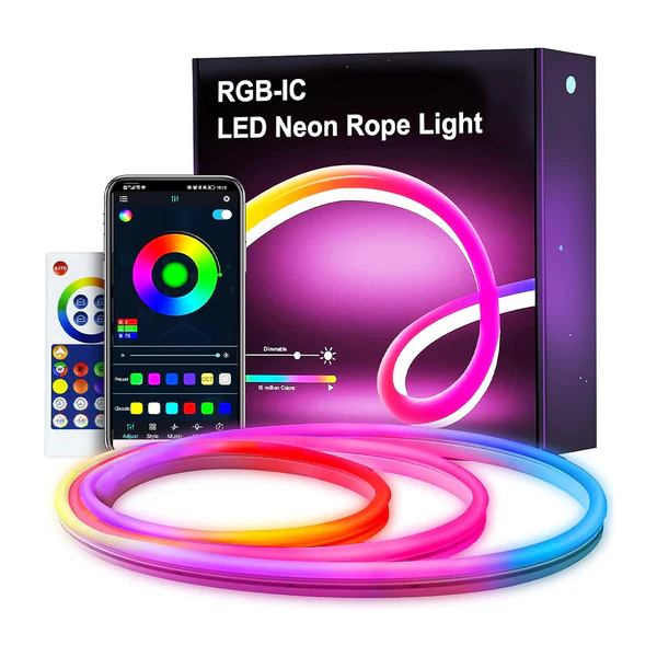 NVA Flexible RGB Neon Rope Light – 5M, App & Remote Control